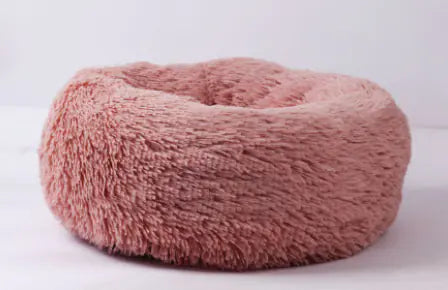 Round Plush Dog Bed for Small Dogs and Puppies