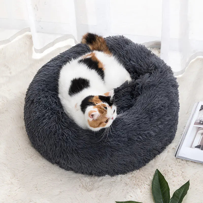 Winter Plush Round Pet Bed