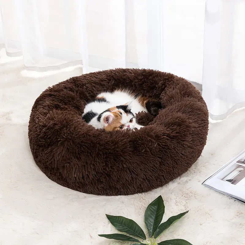 Winter Plush Round Pet Bed