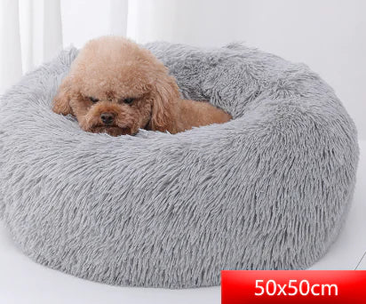 Plush Round Pet Bed for Cats and Dogs